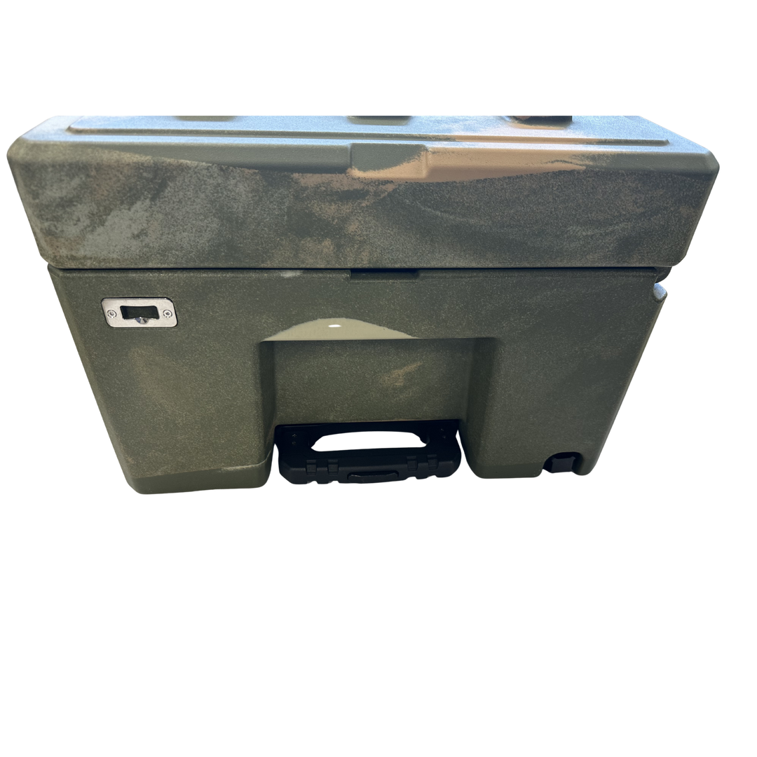 Cubix 76L cargo case bottle opener and side carry handle detail