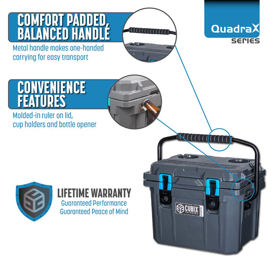 10 Quart QuadraX Cooler - Rotomolded - Ember Orange