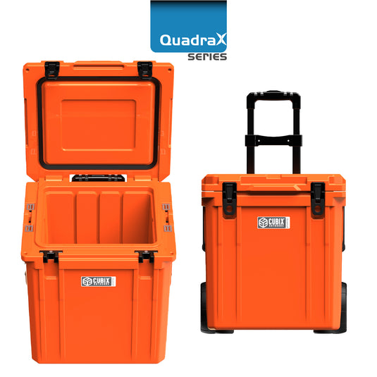 46 Quart Wheeled QuadraX Cooler - Rotomolded - Ember Orange