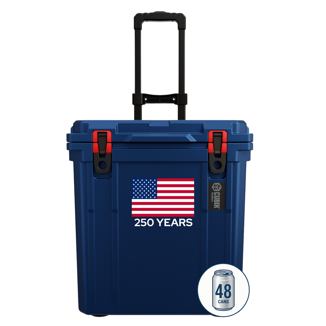 America 250 Free Upgrade-46 Quart Rotomolded Cooler With Wheels - QuadraX
