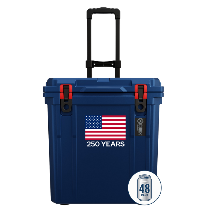 America 250 Free Upgrade-46 Quart Rotomolded Cooler With Wheels - QuadraX