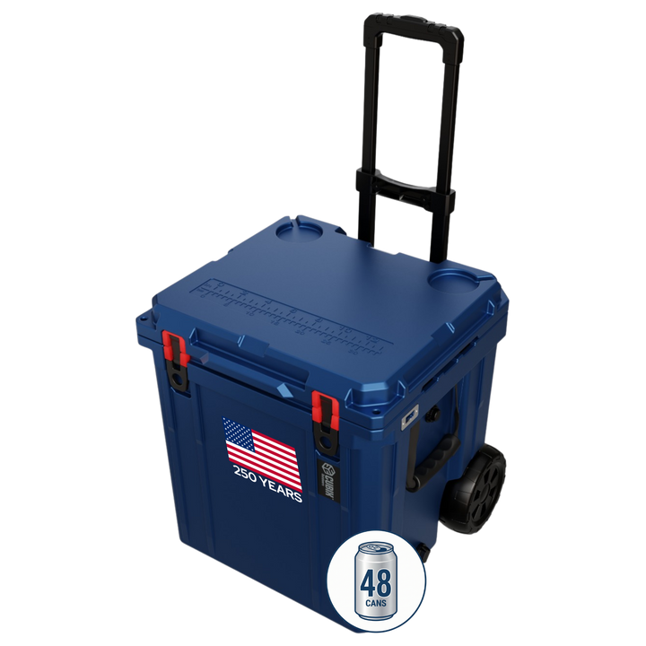 America 250 Free Upgrade-46 Quart Rotomolded Cooler With Wheels - QuadraX