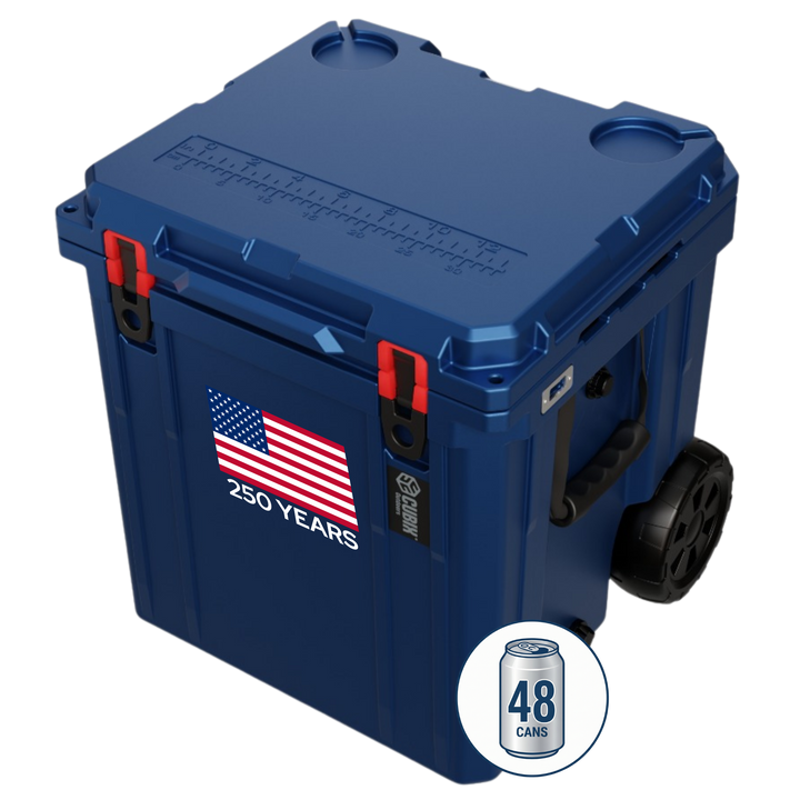 America 250 Free Upgrade-46 Quart Rotomolded Cooler With Wheels - QuadraX