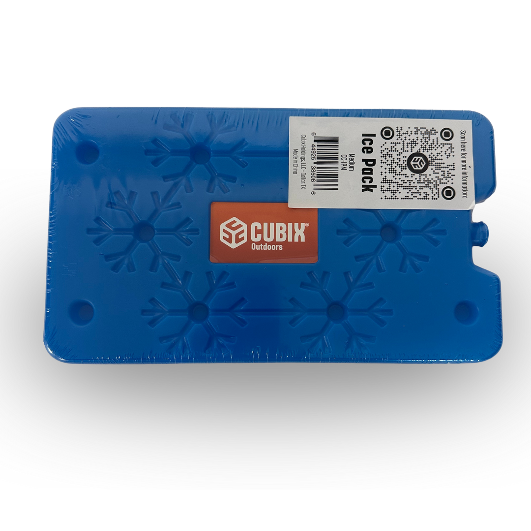 Cubix medium size reusable ice pack, thin profile.