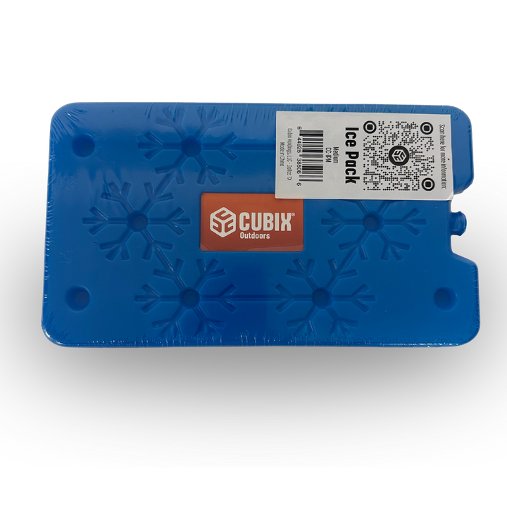 Cubix medium size reusable ice pack, thin profile.