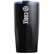 Cubix Outdoors 20oz Steel Insulated Tumbler with Dual-Function Lid-Black w/ Blue Lid