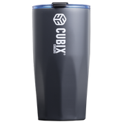 Cubix Outdoors 20oz Steel Insulated Tumbler with Dual-Function Lid-Charcoal w/ Blue Lid