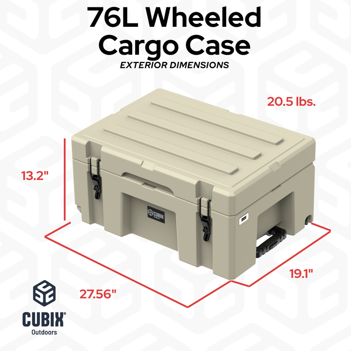 Cubix 76L Rolling Cargo Case — Wheeled Rotomolded Gear, Tool & Storage Box