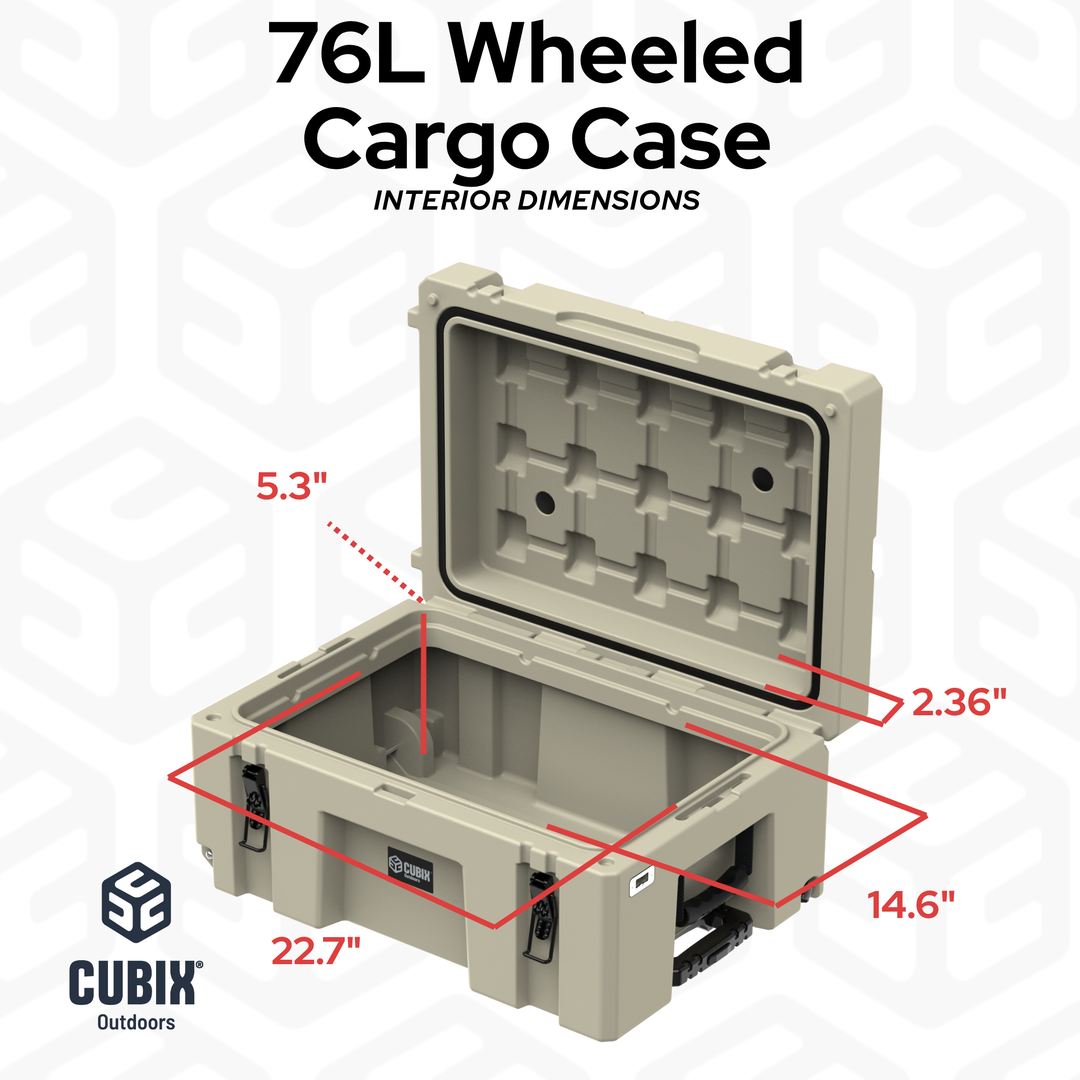 Cubix 76L Rolling Cargo Case — Wheeled Rotomolded Gear, Tool & Storage Box