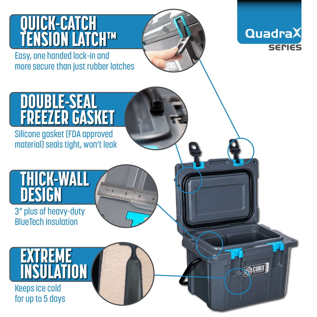 20 Quart Rotomolded Cooler QuadraX Cubix Outdoors