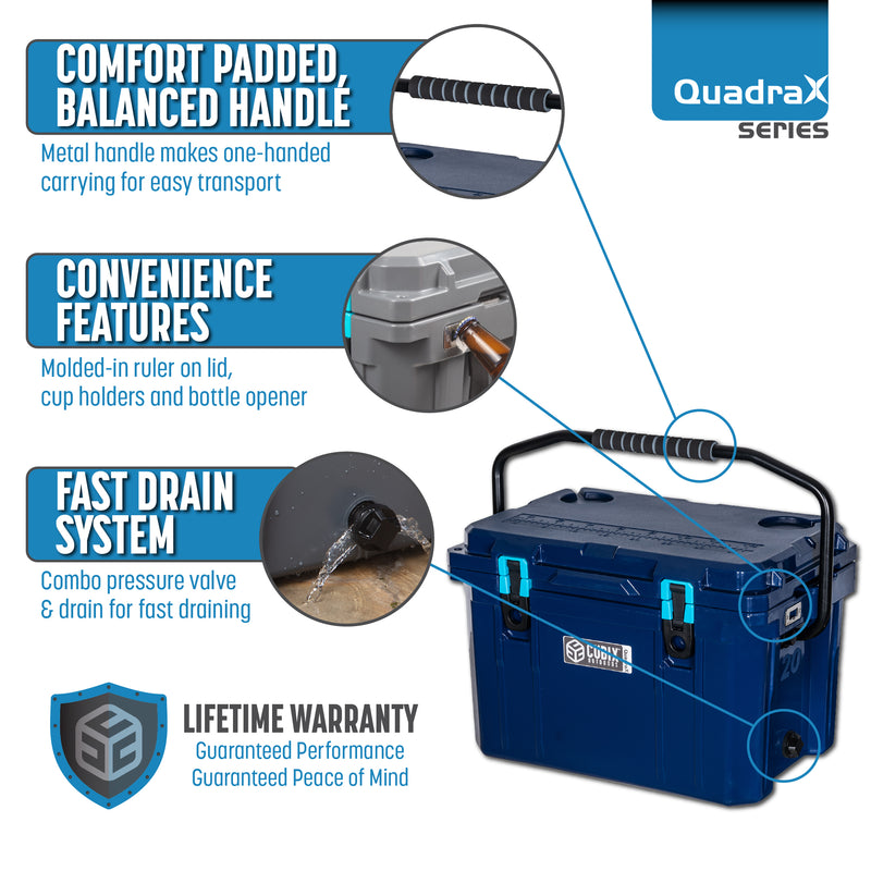 Load image into Gallery viewer, 20 Quart QuadraX Cooler - Rotomolded - Abyss Blue
