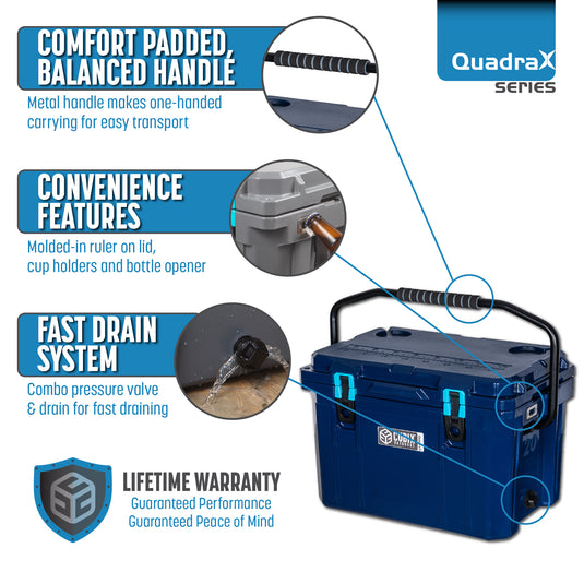 20 Quart QuadraX Cooler - Rotomolded - Abyss Blue
