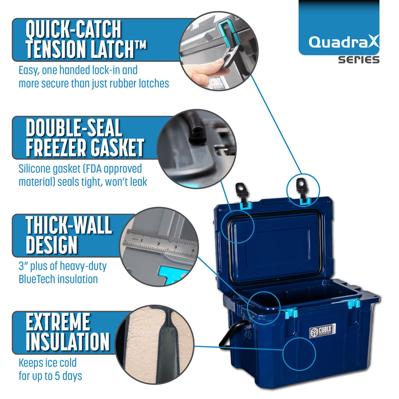 Load image into Gallery viewer, 20 Quart QuadraX Cooler - Rotomolded - Abyss Blue
