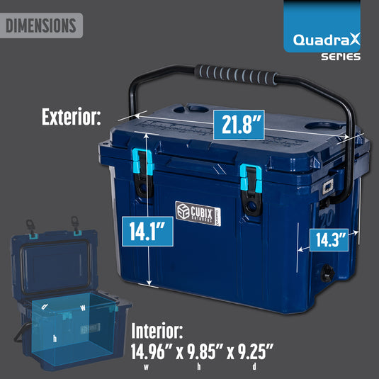 20 Quart QuadraX Cooler - Rotomolded - Abyss Blue