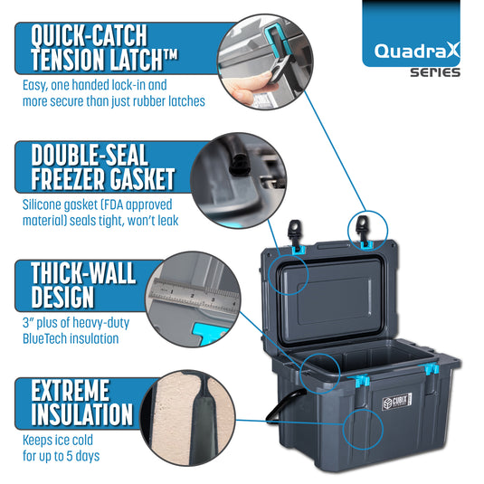 20 Quart QuadraX Cooler - Rotomolded - Granite Grey