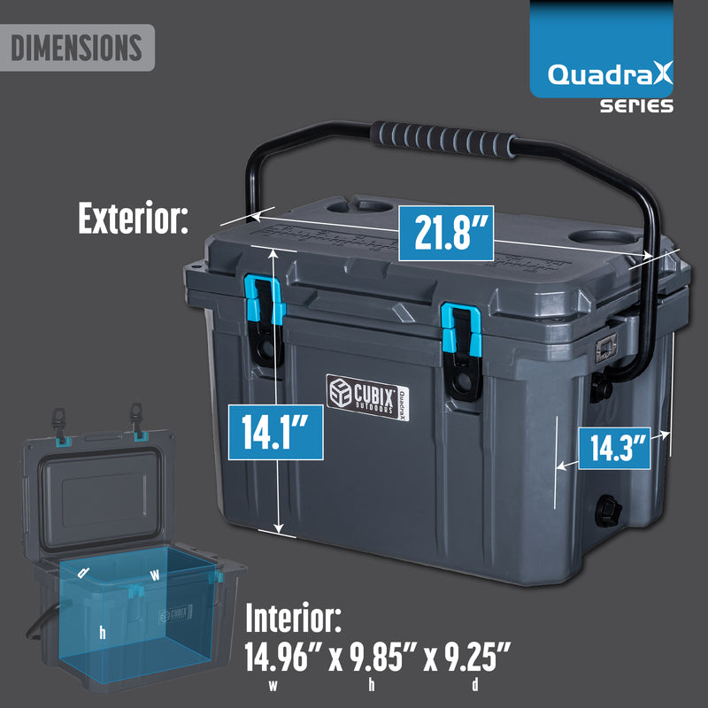 Load image into Gallery viewer, 20 Quart QuadraX Cooler - Rotomolded - Granite Grey
