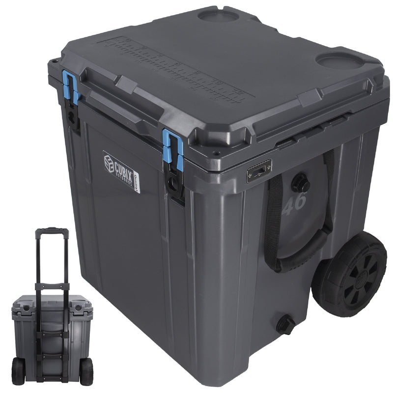 Load image into Gallery viewer, 46 Quart Wheeled QuadraX Cooler - Rotomolded - Granite Grey
