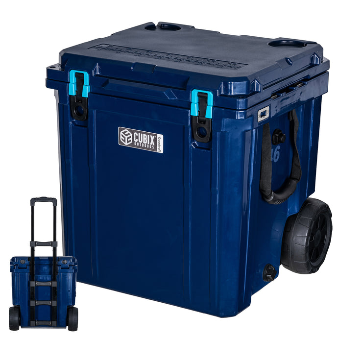 46 Quart Wheeled QuadraX Cooler - Rotomolded - Abyss Blue