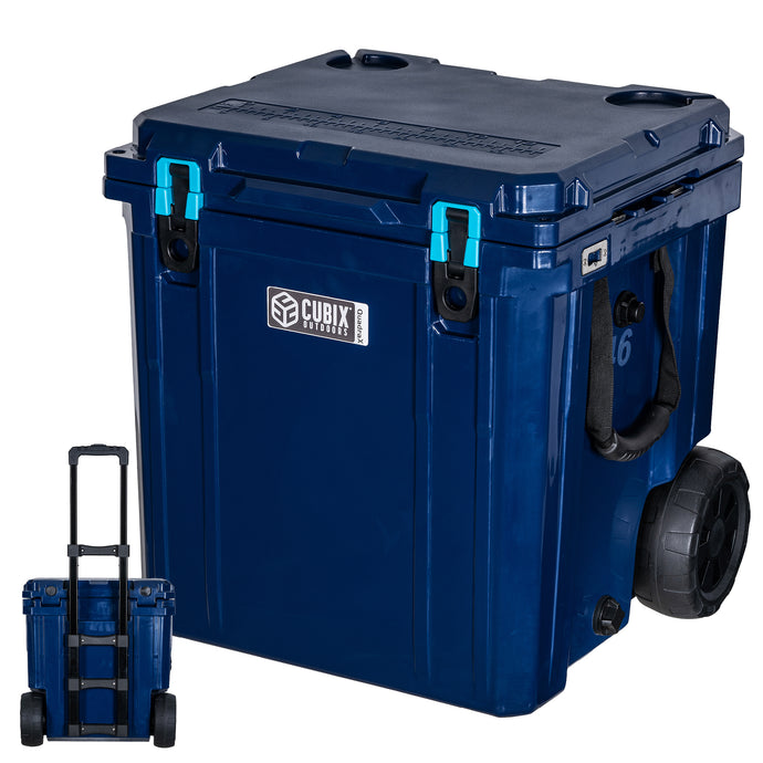 46 Quart Wheeled QuadraX Cooler - Rotomolded - Abyss Blue