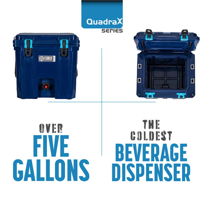 Load image into Gallery viewer, 5 Gallon QuadraX Beverage Dispenser - Rotomolded - Abyss Blue
