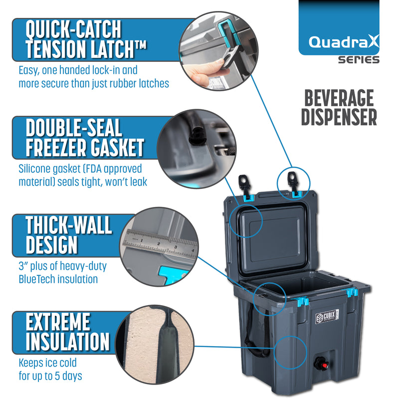 Load image into Gallery viewer, 5 Gallon QuadraX Beverage Dispenser - Rotomolded - Granite Grey
