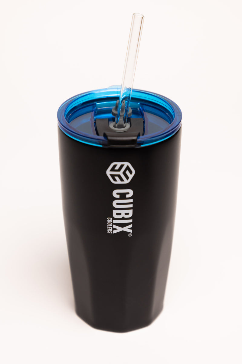 Load image into Gallery viewer, 20 Ounce Tumbler - Insulated - Black with Blue Lid
